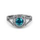 3 - Elle London Blue Topaz and Diamond Double Halo Engagement Ring 