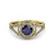 3 - Elle Blue Sapphire and Diamond Double Halo Engagement Ring 