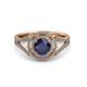 3 - Elle Blue Sapphire and Diamond Double Halo Engagement Ring 