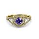 3 - Elle Iolite and Diamond Double Halo Engagement Ring 