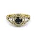 3 - Elle Black and White Diamond Double Halo Engagement Ring 