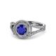 1 - Elle Blue Sapphire and Diamond Double Halo Engagement Ring 
