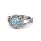 1 - Elle Aquamarine and Diamond Double Halo Engagement Ring 