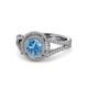 1 - Elle Blue Topaz and Diamond Double Halo Engagement Ring 