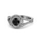 1 - Elle Black and White Diamond Double Halo Engagement Ring 