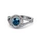 1 - Elle Blue and White Diamond Double Halo Engagement Ring 