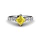 1 - Alicia Diamond and Princess Cut Lab Created Yellow Sapphire Engagement Ring 