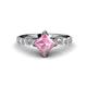 1 - Alicia Princess Cut Pink Tourmaline and Diamond Engagement Ring 
