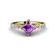 1 - Alicia Princess Cut Amethyst and Diamond Engagement Ring 
