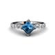 1 - Alicia Princess Cut Blue Topaz and Diamond Engagement Ring 
