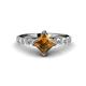 1 - Alicia Princess Cut Citrine and Diamond Engagement Ring 
