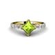 1 - Alicia Princess Cut Peridot and Diamond Engagement Ring 