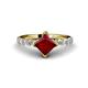 1 - Alicia Princess Cut Red Garnet and Diamond Engagement Ring 