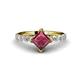 1 - Alicia Princess Cut Rhodolite Garnet and Diamond Engagement Ring 