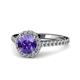 1 - Miah Iolite and Diamond Halo Engagement Ring 