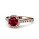 1 - Miah Ruby and Diamond Halo Engagement Ring 