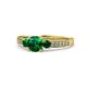 1 - Dzeni Emerald Three Stone with Side Diamond Ring 