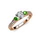 2 - Dzeni Diamond and Green Garnet Three Stone Engagement Ring 