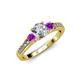 2 - Dzeni Diamond and Amethyst Three Stone Engagement Ring 