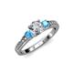 2 - Dzeni Diamond and Blue Topaz Three Stone Engagement Ring 