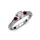 2 - Dzeni Diamond and Red Garnet Three Stone Engagement Ring 