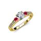 2 - Dzeni Diamond and Rhodolite Garnet Three Stone Engagement Ring 
