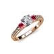 2 - Dzeni Diamond and Rhodolite Garnet Three Stone Engagement Ring 