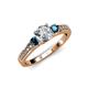 2 - Dzeni Blue and White Diamond Three Stone with Side Diamond Ring 