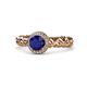 1 - Cora Signature Blue Sapphire and Diamond Halo Engagement Ring 