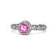 1 - Riona Signature Pink Sapphire and Diamond Halo Engagement Ring 