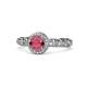 1 - Riona Signature Rhodolite Garnet and Diamond Halo Engagement Ring 