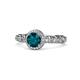 1 - Riona Signature London Blue Topaz and Diamond Halo Engagement Ring 