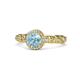 1 - Riona Signature Aquamarine and Diamond Halo Engagement Ring 