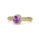 1 - Riona Signature Amethyst and Diamond Halo Engagement Ring 