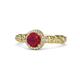 1 - Riona Signature Ruby and Diamond Halo Engagement Ring 