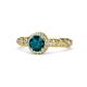 1 - Riona Signature London Blue Topaz and Diamond Halo Engagement Ring 