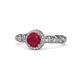 1 - Riona Signature Ruby and Diamond Halo Engagement Ring 