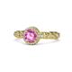 1 - Riona Signature Pink Sapphire and Diamond Halo Engagement Ring 