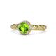 1 - Riona Signature Peridot and Diamond Halo Engagement Ring 