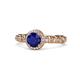 1 - Riona Signature Blue Sapphire and Diamond Halo Engagement Ring 