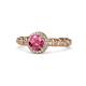 1 - Riona Signature Pink Tourmaline and Diamond Halo Engagement Ring 