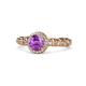 1 - Riona Signature Amethyst and Diamond Halo Engagement Ring 