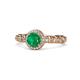 1 - Riona Signature Emerald and Diamond Halo Engagement Ring 