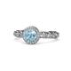 1 - Riona Signature Aquamarine and Diamond Halo Engagement Ring 