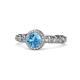 1 - Riona Signature Blue Topaz and Diamond Halo Engagement Ring 