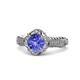 1 - Maura Signature Tanzanite and Diamond Floral Halo Engagement Ring 