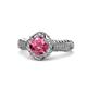 1 - Maura Signature Pink Tourmaline and Diamond Floral Halo Engagement Ring 