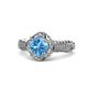 1 - Maura Signature Blue Topaz and Diamond Floral Halo Engagement Ring 