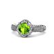 1 - Maura Signature Peridot and Diamond Floral Halo Engagement Ring 