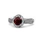 1 - Maura Signature Red Garnet and Diamond Floral Halo Engagement Ring 